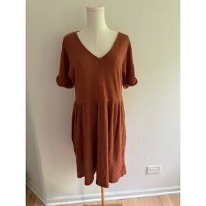 UpWest  Perfect V- neck  Dress Copper Small